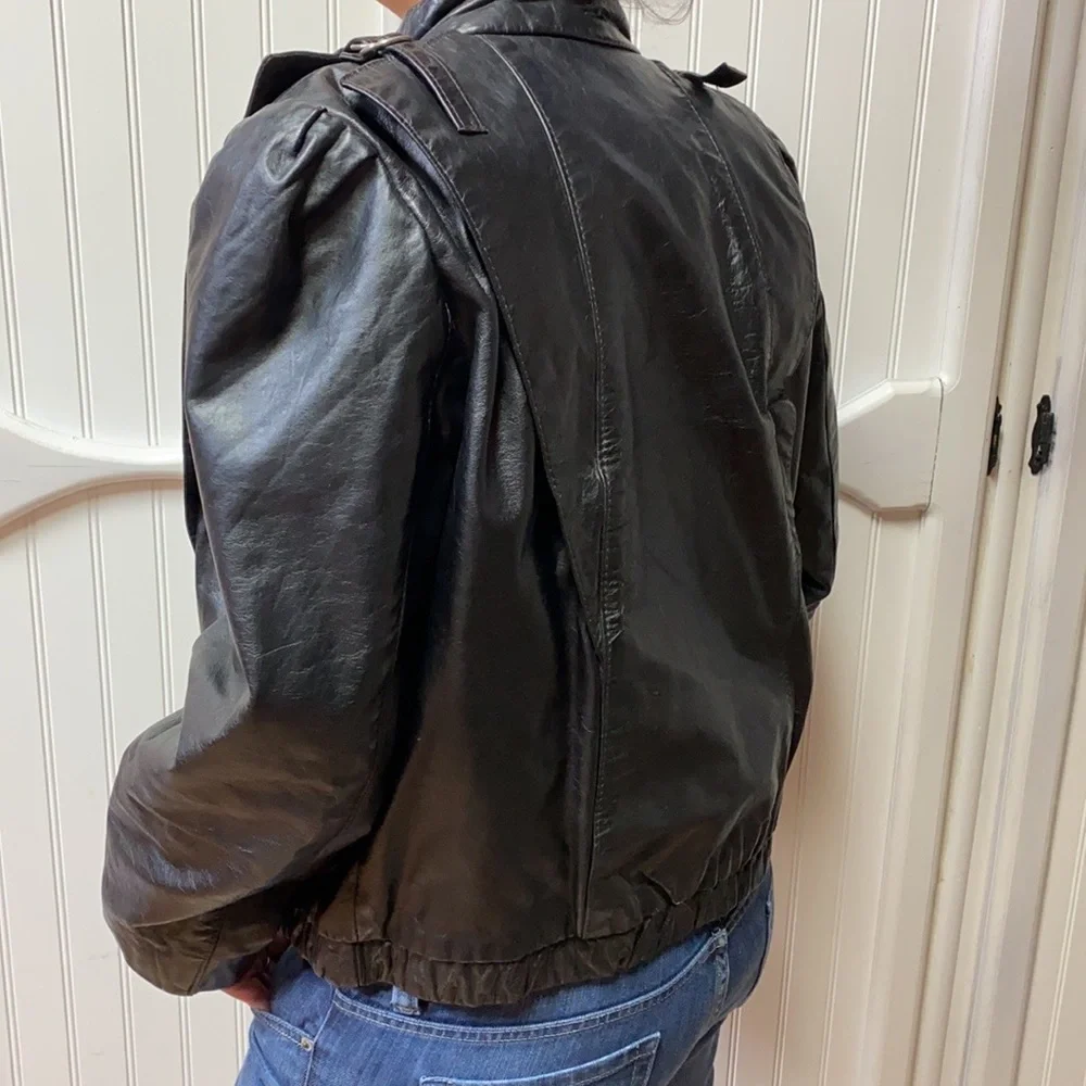 80s Thriller Goth New Wave Post Punk Black Leather Jacket M Witch The Cure I…